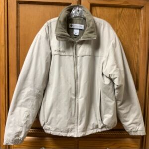Vintage Khaki Columbia Sportswear Full Zip Fleece Lined Mens Jacket Size Large